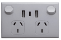 Dexton Double Powerpoint with TWIN USB OUTLET + C TYPE DXGPO2USB3