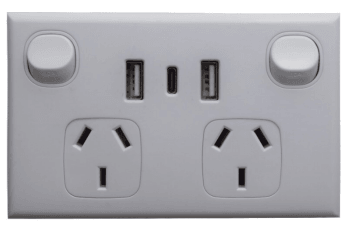 Dexton Double Powerpoint with TWIN USB OUTLET + C TYPE DXGPO2USB3