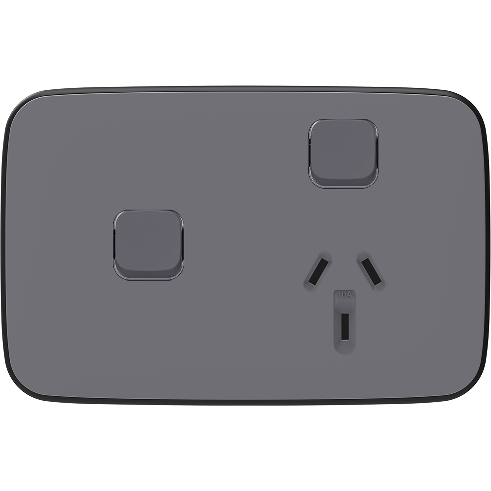 Clipsal Iconic Essence Essence Single Powerpoint + Extra Switch Skin Ash Grey - E3015XC-AG - ARCK Electrical Wholesale Supplies