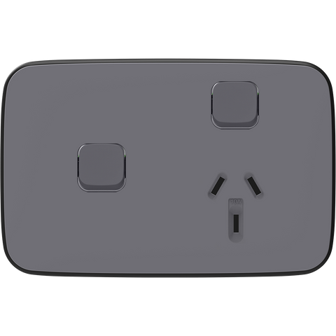 Clipsal Iconic Essence Essence Single Powerpoint + Extra Switch Skin Ash Grey - E3015XC-AG - ARCK Electrical Wholesale Supplies