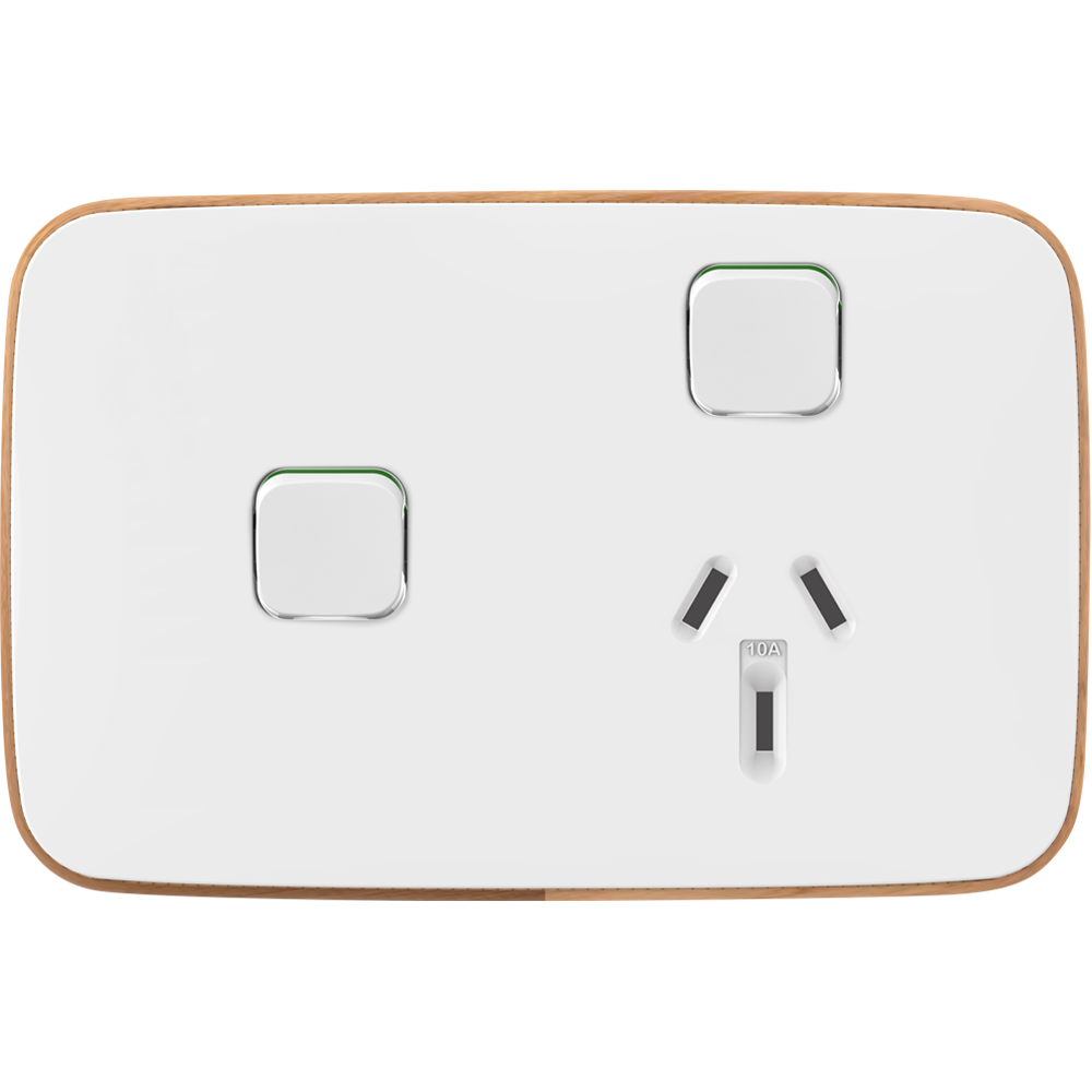 Clipsal Iconic Essence Essence Single Powerpoint + Extra Switch Skin Arctic White - E3015XC-AW - ARCK Electrical Wholesale Supplies