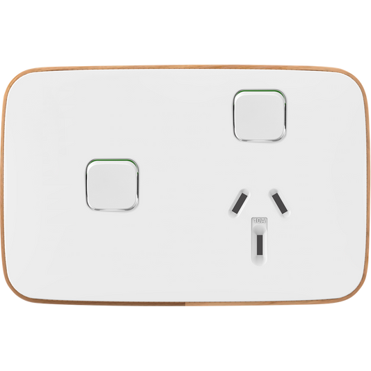 Clipsal Iconic Essence Essence Single Powerpoint + Extra Switch Skin Arctic White - E3015XC-AW - ARCK Electrical Wholesale Supplies