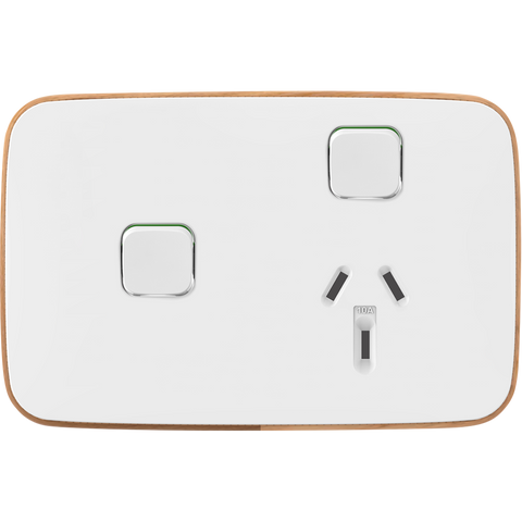 Clipsal Iconic Essence Essence Single Powerpoint + Extra Switch Skin Arctic White - E3015XC-AW - ARCK Electrical Wholesale Supplies