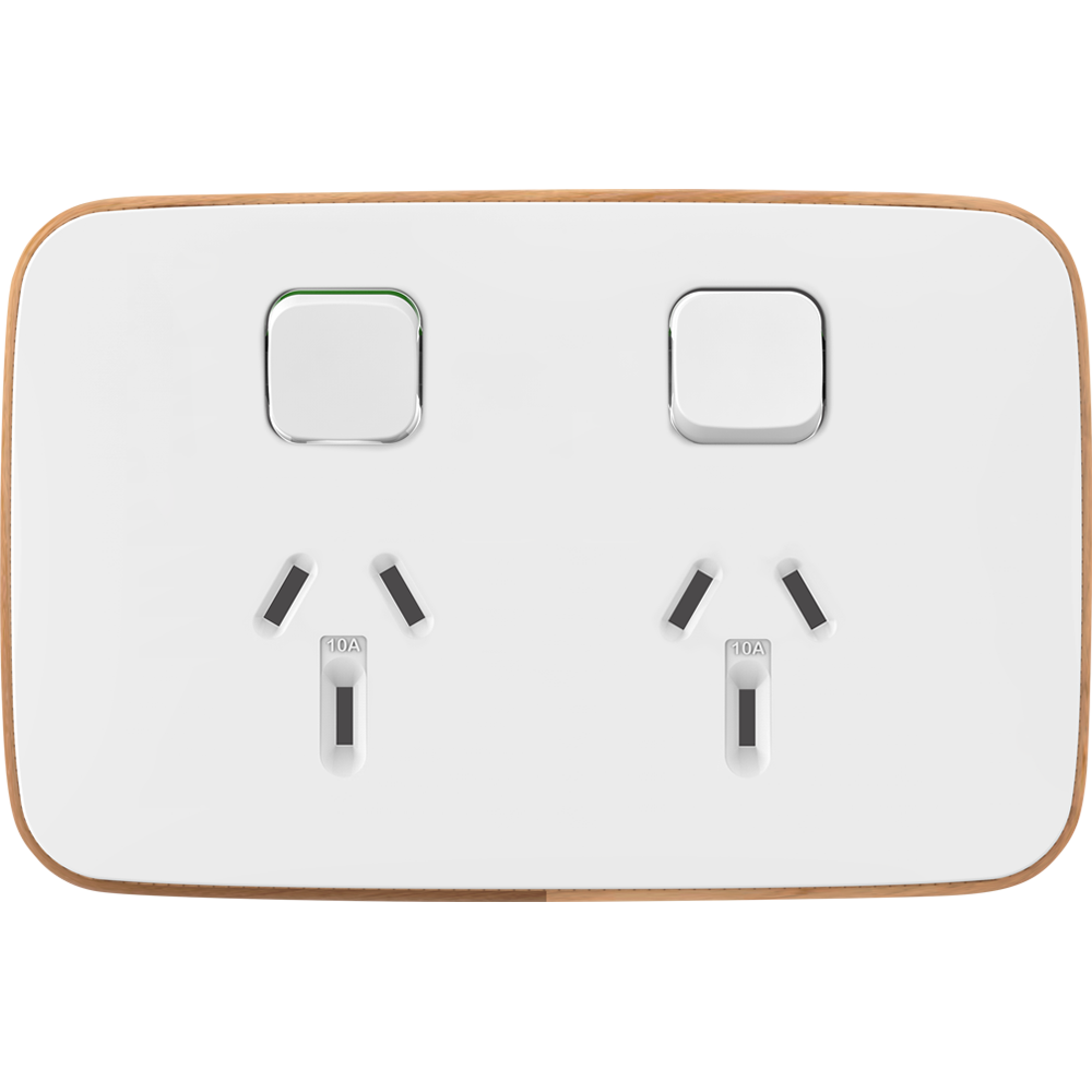 Clipsal Iconic Essence Essence Double Powerpoint + Extra Switch Skin Arctic White - E3025XC-AW - ARCK Electrical Wholesale Supplies