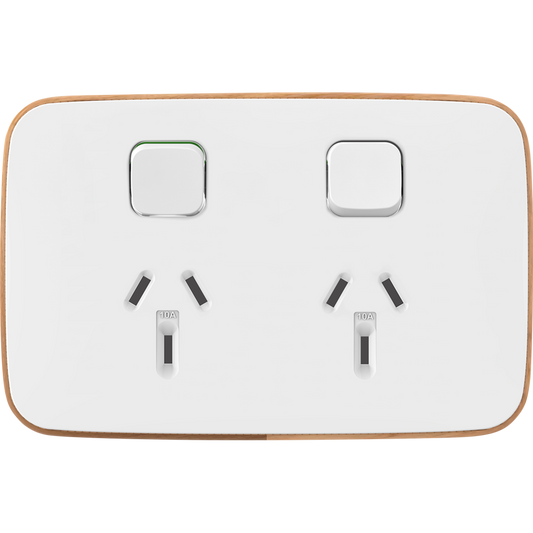 Clipsal Iconic Essence Essence Double Powerpoint + Extra Switch Skin Arctic White - E3025XC-AW - ARCK Electrical Wholesale Supplies