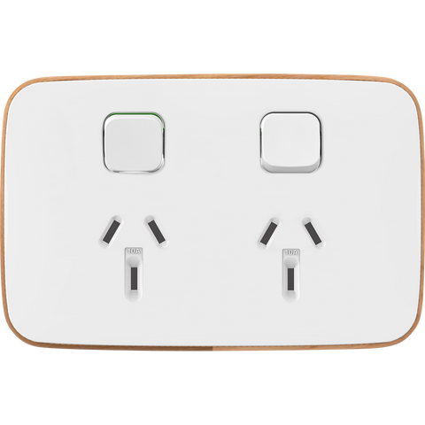 Clipsal Iconic Essence Essence Double Powerpoint + Extra Switch Skin Arctic White - E3025XC-AW - ARCK Electrical Wholesale Supplies