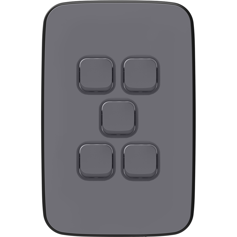 Clipsal Iconic Essence Essence 5 Gang Skin Ash Grey - E3045C-AG - ARCK Electrical Wholesale Supplies