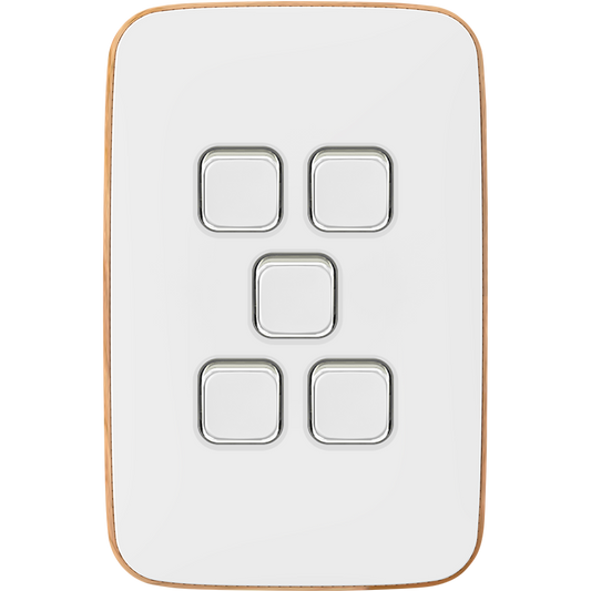 Clipsal Iconic Essence Essence 5 Gang Skin Arctic White - E3045C-AW - ARCK Electrical Wholesale Supplies