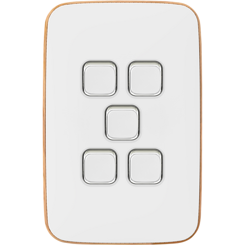 Clipsal Iconic Essence Essence 5 Gang Skin Arctic White - E3045C-AW - ARCK Electrical Wholesale Supplies