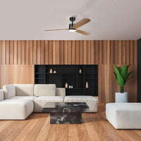 ILUKA DC Ceiling Fan 52" Black & Wood With LED - 20537815