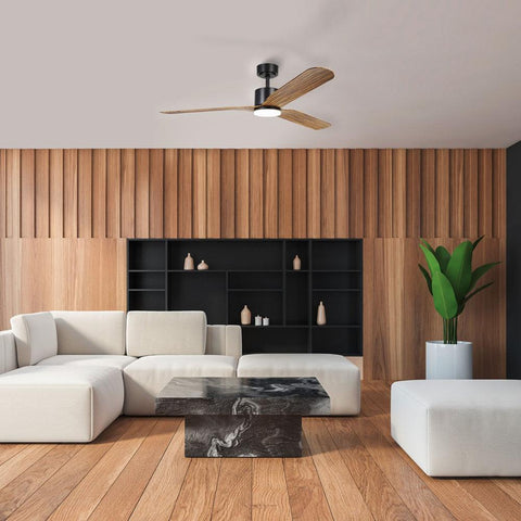 ILUKA DC Ceiling Fan 52" Black & Wood With LED - 20537815