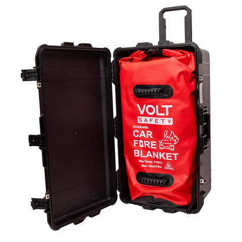 EV Car Fire Blanket 12m x 10m with Storage Bag and Mobile Case - Volt Safety - FIRE-B-EV-1210-SC