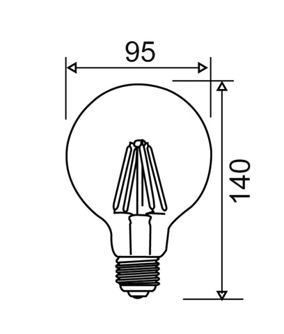 GLOBE LED ES G95 DIMM Filament 6W 6000K CLR 600 Lm - CF21DIM