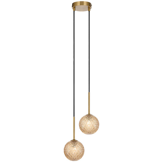 GASTON 2 LIGHT PENDANT ANTIQUE GOLD - GASTON PE2-AGAMT