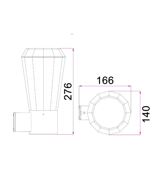 WALL S/M 20W TAPERED Dark Grey 3K IP54 Opal Diff 580 Lm - GEB1
