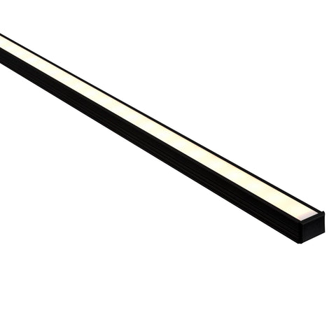 Black 16x12mm Aluminium profile with diffuser kit per metre, (kit includes custom cut length + 2x Mounting clips per metre + 2x End Caps per Length) - HCP-4121612