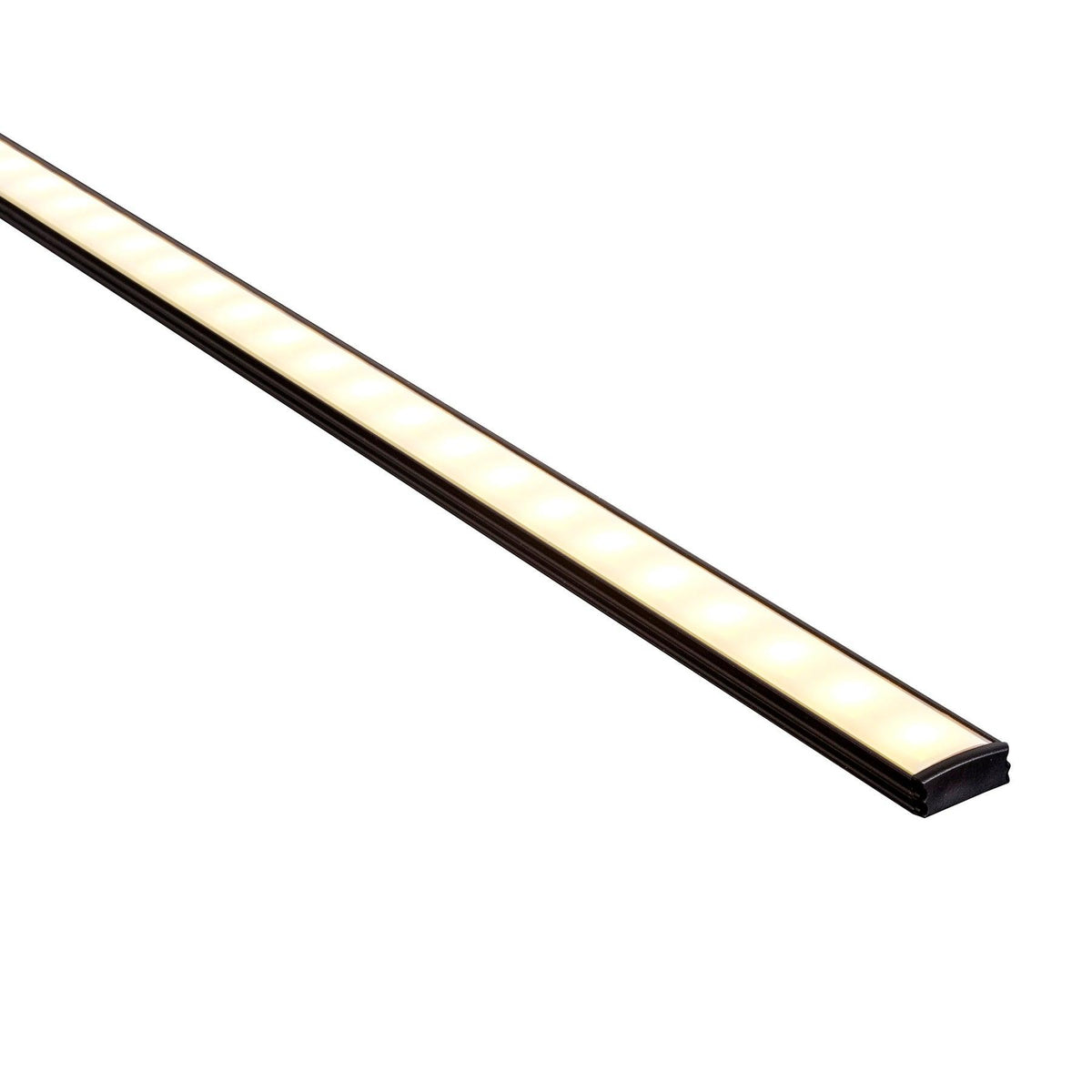 Black 17x7mm Aluminium profile with diffuser kit per metre, (kit includes custom cut length + 2x Mounting clips per metre + 2x End Caps per Length) - HCP-4121707