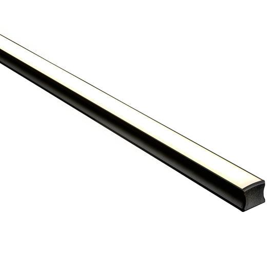 Black 18x15mm Aluminium profile with diffuser kit per metre, (kit includes custom cut length + 2x Mounting clips per metre + 2x End Caps per Length) - HCP-4121815