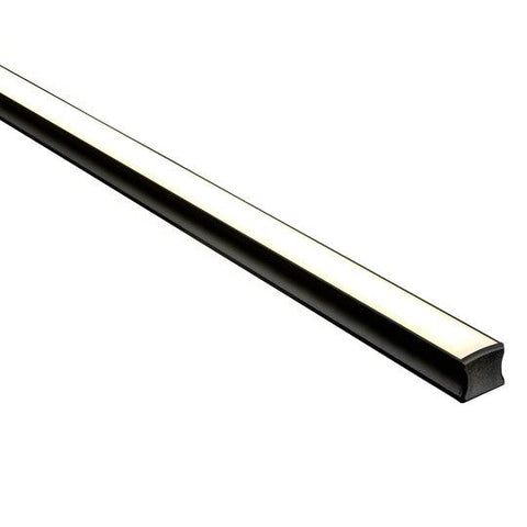 Black 18x15mm Aluminium profile with diffuser kit per metre, (kit includes custom cut length + 2x Mounting clips per metre + 2x End Caps per Length) - HCP-4121815