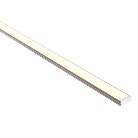White 17x7mm Aluminium profile with diffuser kit per metre, (kit includes custom cut length + 2x Mounting clips per metre + 2x End Caps per Length) - HCP-4131707