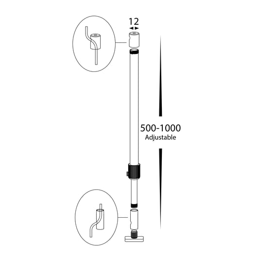 Black Aluminium Rod to suit Alumninum Profile - HV9705-1MROD