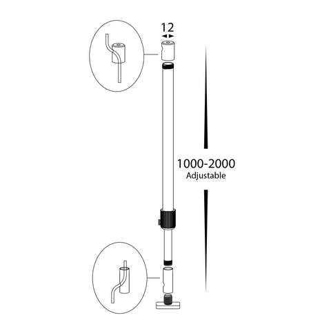 Black Aluminium Rod to suit Alumninum Profile - HV9705-1MROD
