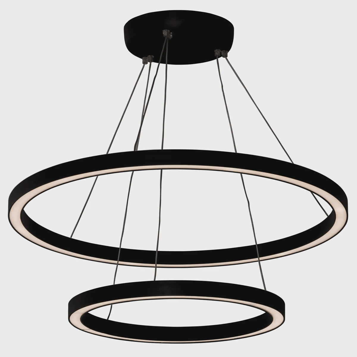 Black 800mm + 500mm Double Circa 65w LED Pendant Aluminium Black Finish - HCP-652130