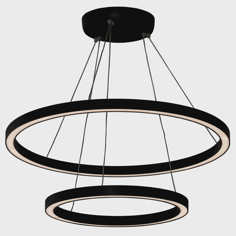 Black 800mm + 500mm Double Circa 65w LED Pendant Aluminium Black Finish - HCP-652130