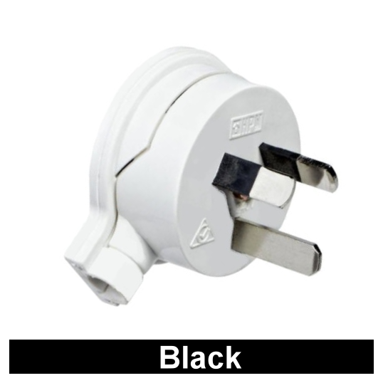 HPM Plug Top Rewireable Low Profile Side Entry 10A 240V 3 Pin Flat Black - HPM 106/1BL - ARCK Electrical Wholesale Supplies