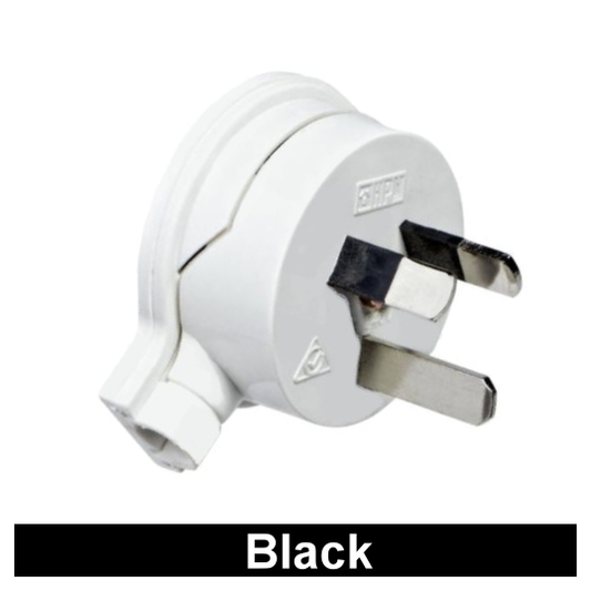 HPM Plug Top Rewireable Low Profile Side Entry 10A 240V 3 Pin Flat Black - HPM 106/1BL - ARCK Electrical Wholesale Supplies