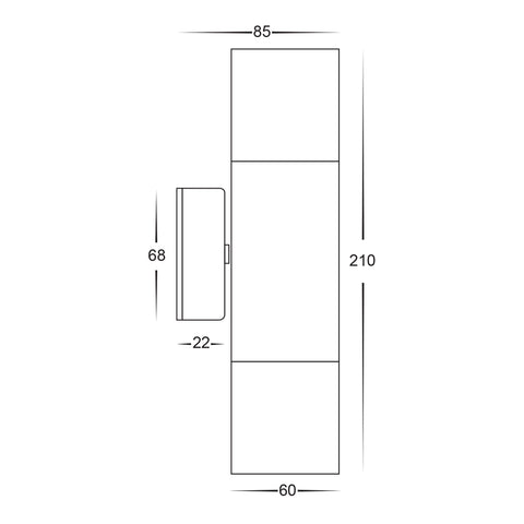 Tivah 316 Stainless Steel TRI Colour Up & Down Wall Pillar Lights MR16 - HV1007MR16T