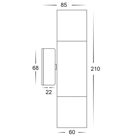 Up & Down Wall Pillar Light Solid Copper - HV1015T
