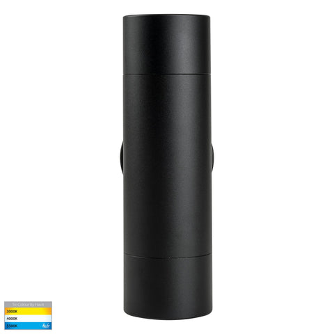 Maxi Tivah Aluminium Black TRI Colour Up & Down Wall Pillar Lights - HV1028T