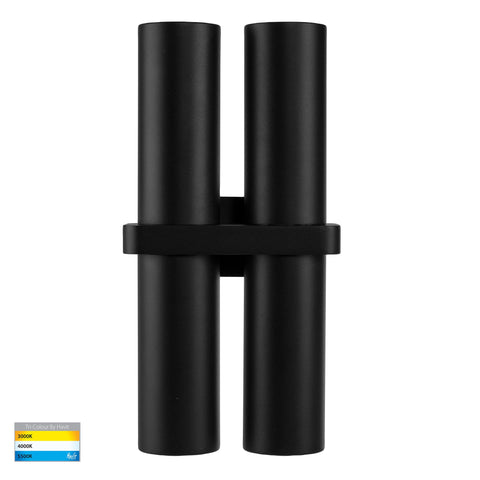 Luz Black TRI Colour Double Up & Down Wall Pillar Lights - HV10292T