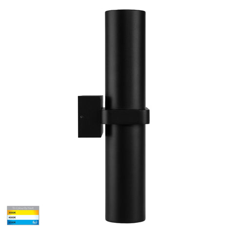 Luz Black TRI Colour Double Up & Down Wall Pillar Lights - HV10292T