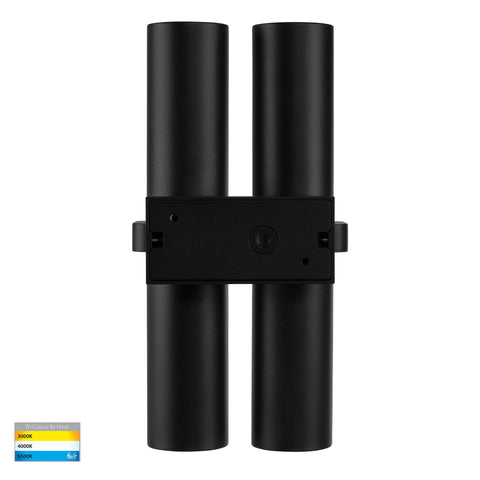 Luz Black TRI Colour Double Up & Down Wall Pillar Lights - HV10292T