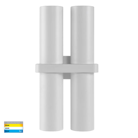 Luz White TRI Colour Double Up & Down Wall Pillar Lights - HV10392T
