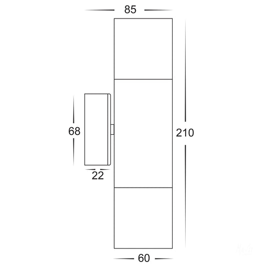 Up & Down Wall Pillar Light Silver - HV1047MR16T