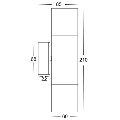 Up & Down Wall Pillar Light Silver - HV1045T
