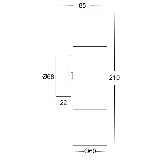 Tivah Solid Brass TRI Colour Up & Down Wall Pillar Lights - HV1057GU10T
