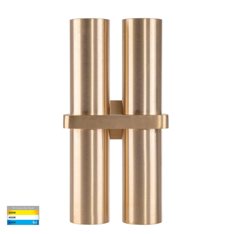 Luz Solid Brass TRI Colour Double Up & Down Wall Pillar Lights - HV10592T
