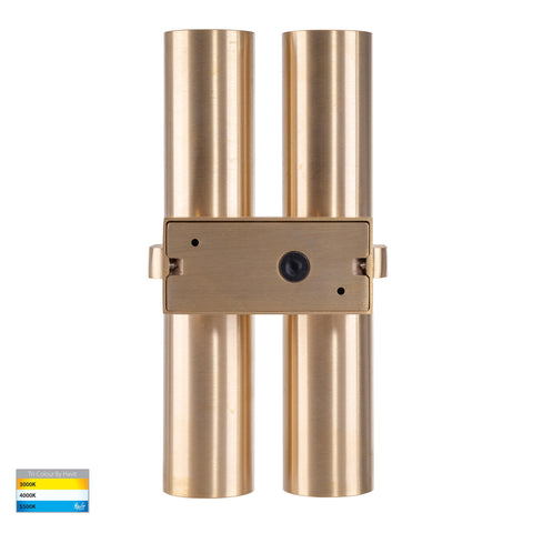 Luz Solid Brass TRI Colour Double Up & Down Wall Pillar Lights - HV10592T