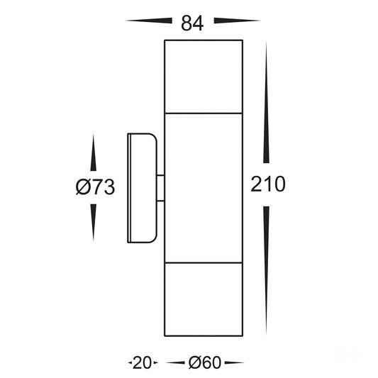 Up & Down Wall Pillar Light Stainless Steel - HV1072T