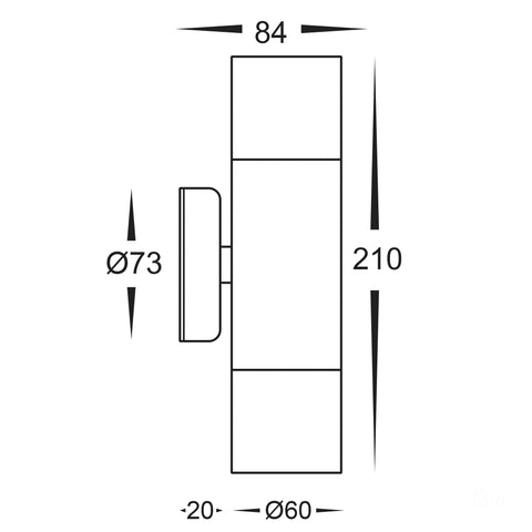Up & Down Wall Pillar Light Stainless Steel - HV1072T