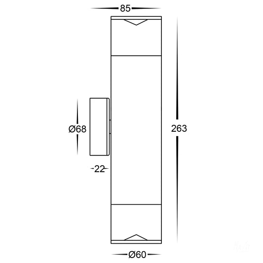 Up & Down Wall Pillar Light Black - HV1089T-BLK-240V