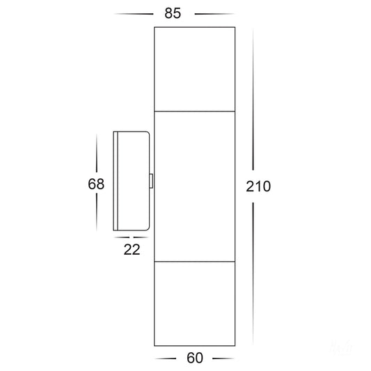 Up & Down Wall Pillar Light Antique Brass - HV1097GU10T