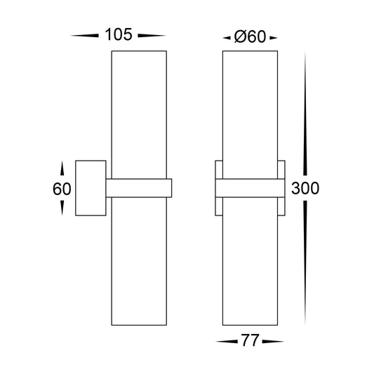 Luz Solid Brass TRI Colour Single Up & Down Wall Pillar Lights - HV10591T