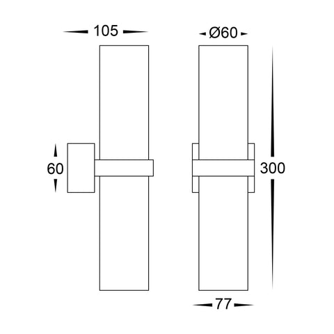 Luz White TRI Colour Single Up & Down Wall Pillar Lights - HV10391T