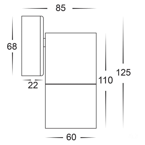 Single Fixed Wall Pillar Light Titanium Aluminium - HV1185T