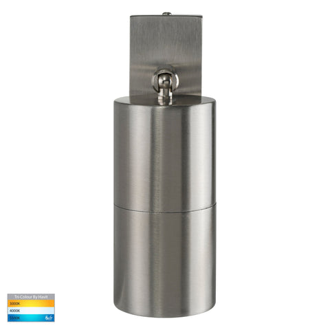 Piaz Stainless Steel TRI Colour Single Adjustable LED Wall Pillar Light - HV1271T